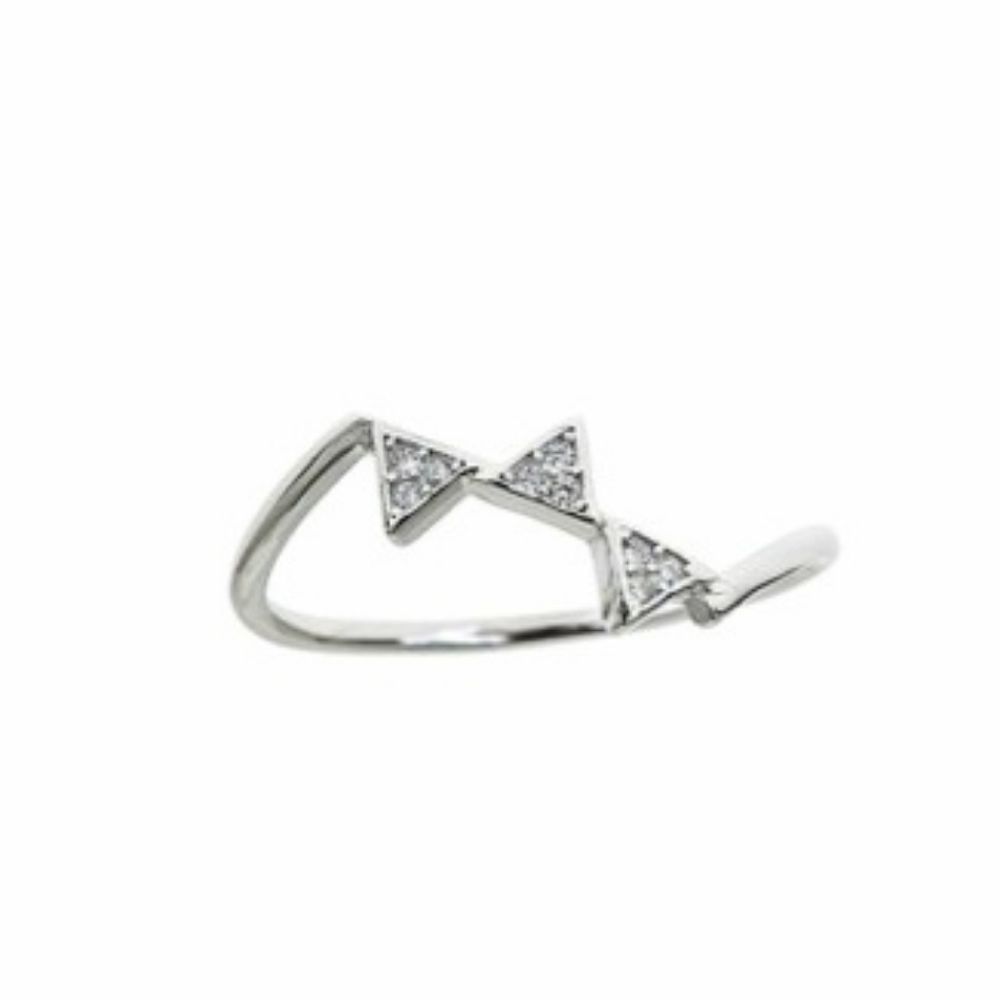 Fuzion Creations Cubic Zirconia & Sterling Silver Triangle Geometric Ring
